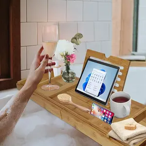 Bathtub Tray Caddy - Foldable Waterproof Bath Tray & Bath Caddy