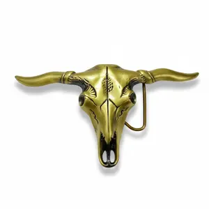 1pc Retro Western Bull Skull Belt Buckle, Large Antique Bronze Longhorn Skeleton Waist Accessory, Gothic Cowboy/Cowgirl Gift, Boho Festival Jewelry