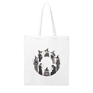 Yartab Witchy Gifts for Women 80% Polyester 20% Cotton Reusable Canvas Shoulder Bag 13.38×15.35in for Shopping Travel Work Halloween Spooky Essentials Eco-Friendly Tote