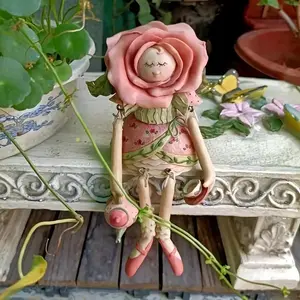 Charming Resin Rose Fairy Angel Garden Statue, Succulent Planter for Balcony & Outdoor Decor, Ideal Wedding & Home Accent