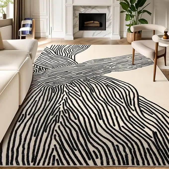 Indoor Non-Slip Area Rug, Soft And Light Modern Striped Rug, Machine Washable Rug, Home Decor Rug For Living Room, Bedroom And Kitchen