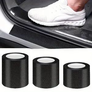 1roll Nano Carbon Fiber Car Door Sill Protector, 3m PVC Waterproof Anti-Scratch Adhesive Tape, Universal Fit Bumper Guard Film, Black