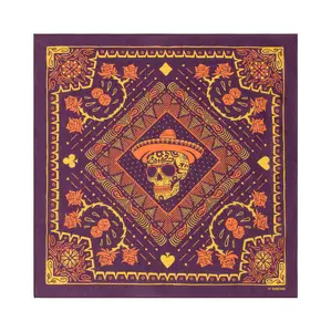 GT BANDANA 22"x22" Day of the Dead Bandana Skull Design – Mexican Calavera Paisley Western Style Head Scarf for Men & Women
