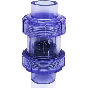 3/4 inch Clear PVC, Slip Full Port Schedule 80 One Way Silent Sump Pump Backflow Preventer Combination Non Return Valve Sprinkler, for Backflow Prevention