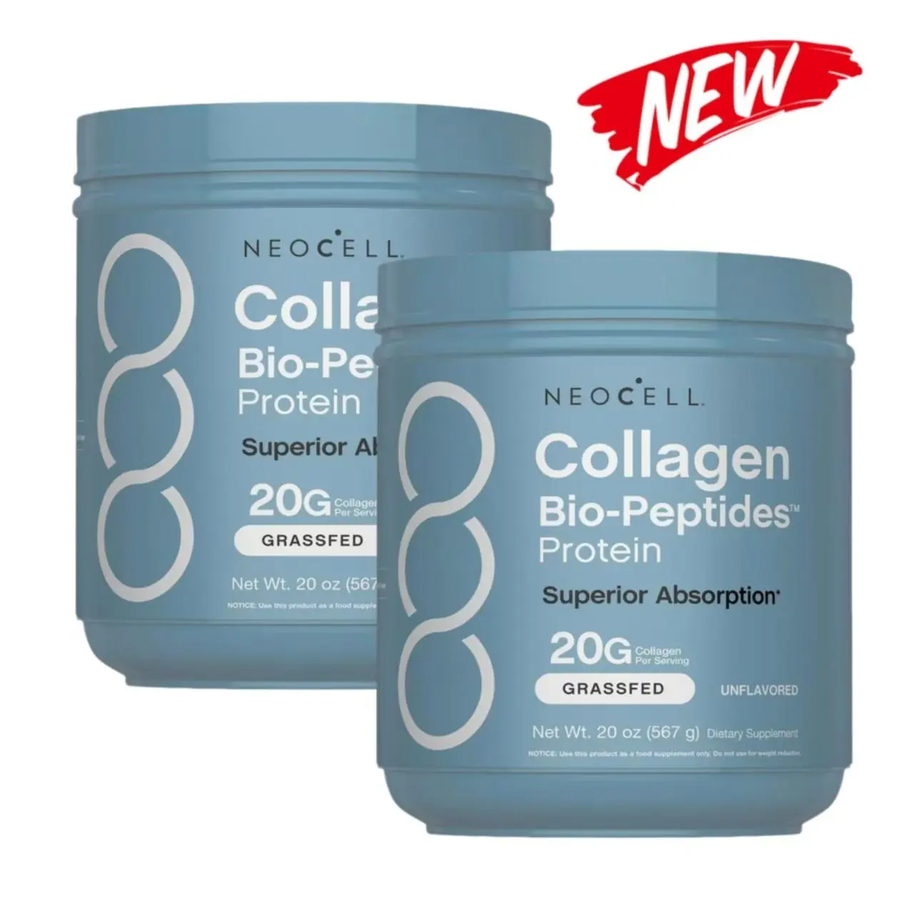 NeoCell Collagen Peptides Powder 20oz - Grassfed Protein Supplement - Advanced with 18 Essential Amino Acids
