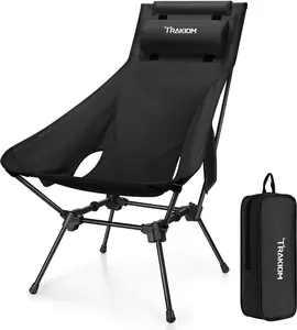 Folding Camping Chair | Widened Seat + Adjustable Headrest | Lightweight & Stable for Beach/Camping/Festivals