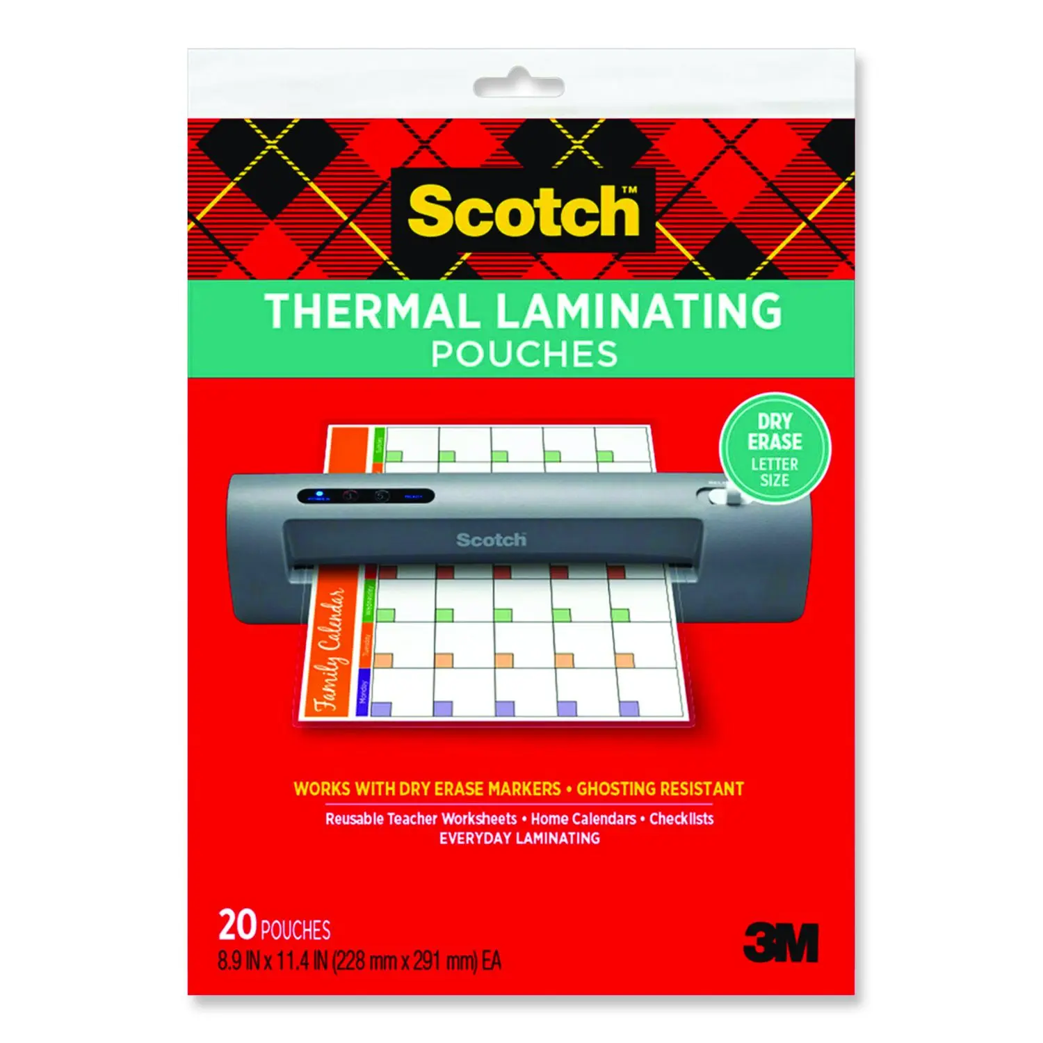 Scotch Laminating Pouches 3 mil 8.9 x 11.4 Clear 20/Pack