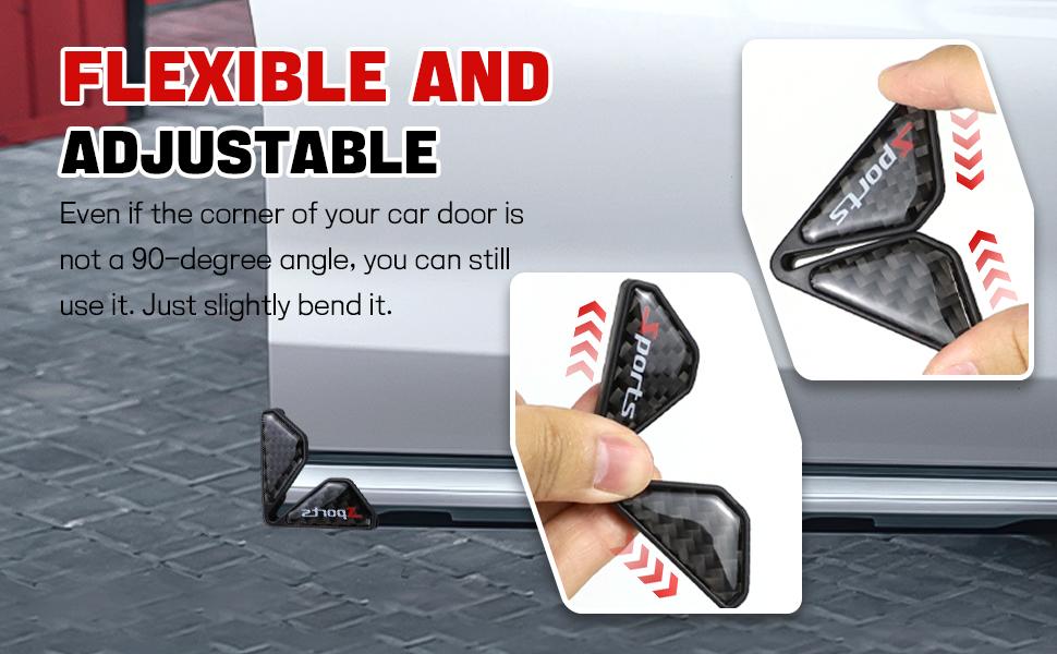 PCS Car Door Corner Guards, Carbon Fiber Auto Front Door Edge Guards, AntiCollision Car Door Corner Protector Sticker, Universal Car Accessories Decoration (Black Sport)