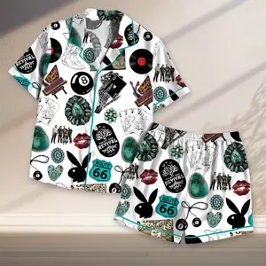 Vintage Western Route 66 Pajama Set, Retro Music & Cards Print, Western Cowgirl & Cowboy Sleepwear, Fun Playful PJs, Route 66 Adventure PJs, Unique Western Lifestyle Pajamas, Cowboy Culture Inspired Sleepwear