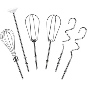 Hand Mixer Beaters Attachments for  Whisk, Beater, Dough Hook, Blending Rod, Stainless Steel Hand Mixers Blender Accessories for  KHM3 KHM5 KHM7 KHM9 KHM926 KHM512-6PCS
