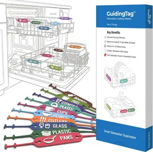 Dishwasher Organizer, Kitchen Accessory, Rack Visual Zone Labels,  Simplify Loading, Improve Cleaning, Maximize Space, Easy Dish Sorting, Never Fall Off, Heat Safe, Food Grade, Fits All Racks, Set of 10