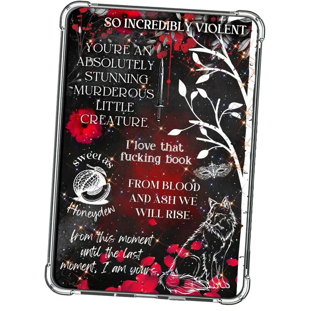 Blood and Ash Fantasy Cardstock Insert for Kindle | Aesthetic Kindle Decor Accessories | Romantasy Bookish Stickers | Dark Romance Booktok ipad accessory