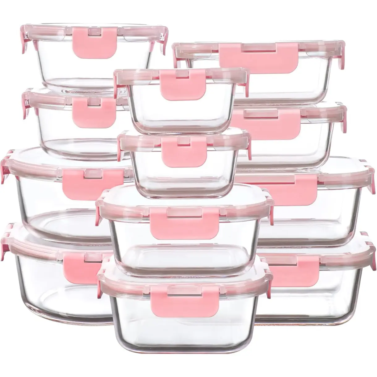 12 Pack Glass Storage Containers with Lids, Leak-Proof Meal Prep Containers, Dishwasher/Microwave/Oven/Freezer Safe Glass Food Storage Containers for Leftovers, to Go