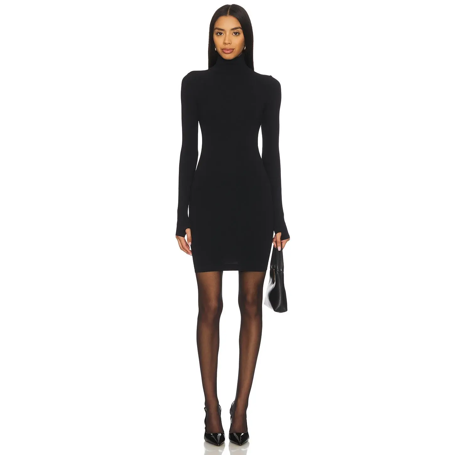 Commando Ballet Body Turtleneck Mini Dress in Black