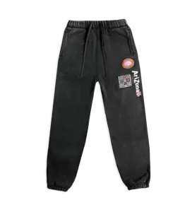 Charcoal Green Tea Cherry Blossom Cotton-Blend Sweatpants