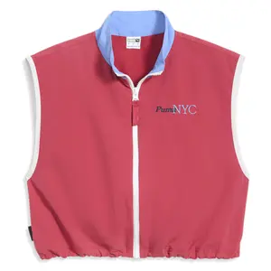 PUMA Womens Nyc Laps Woven Logo Vest Athletic Outerwear Casual - Red
