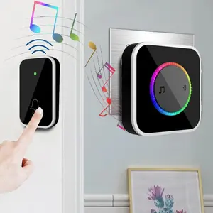 Wireless Doorbell, Easy installation, Waterproof, 45 Chimes, Adjustable Volume, Colorful LED, 1000Ft Range, Black – Great Summer Gift
