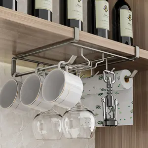 Wine Glass Rack Punch-Free Upside Down Hanger, Goblet Holder, Cabinet Hanging Rack, Light Luxury High-Grade Ornament, Kitchen Bar Storage Shelf, Creative Simple Household Decorative Rack dish drying racks kitchen organization