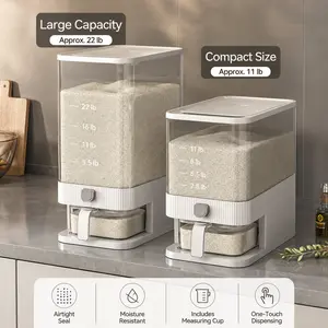 Food-Grade Press-Type Rice Container - Airtight, Insect-Proof, Moisture-Proof Large Plastic Grain Storage Bin for Home Kitchens