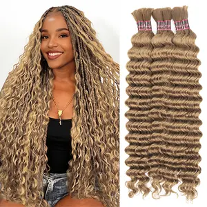 New #27 Honey Blonde/#99J Deep Wave Bulk For Braiding Colored Remy Hair Extensions For Braiding 100g/PC