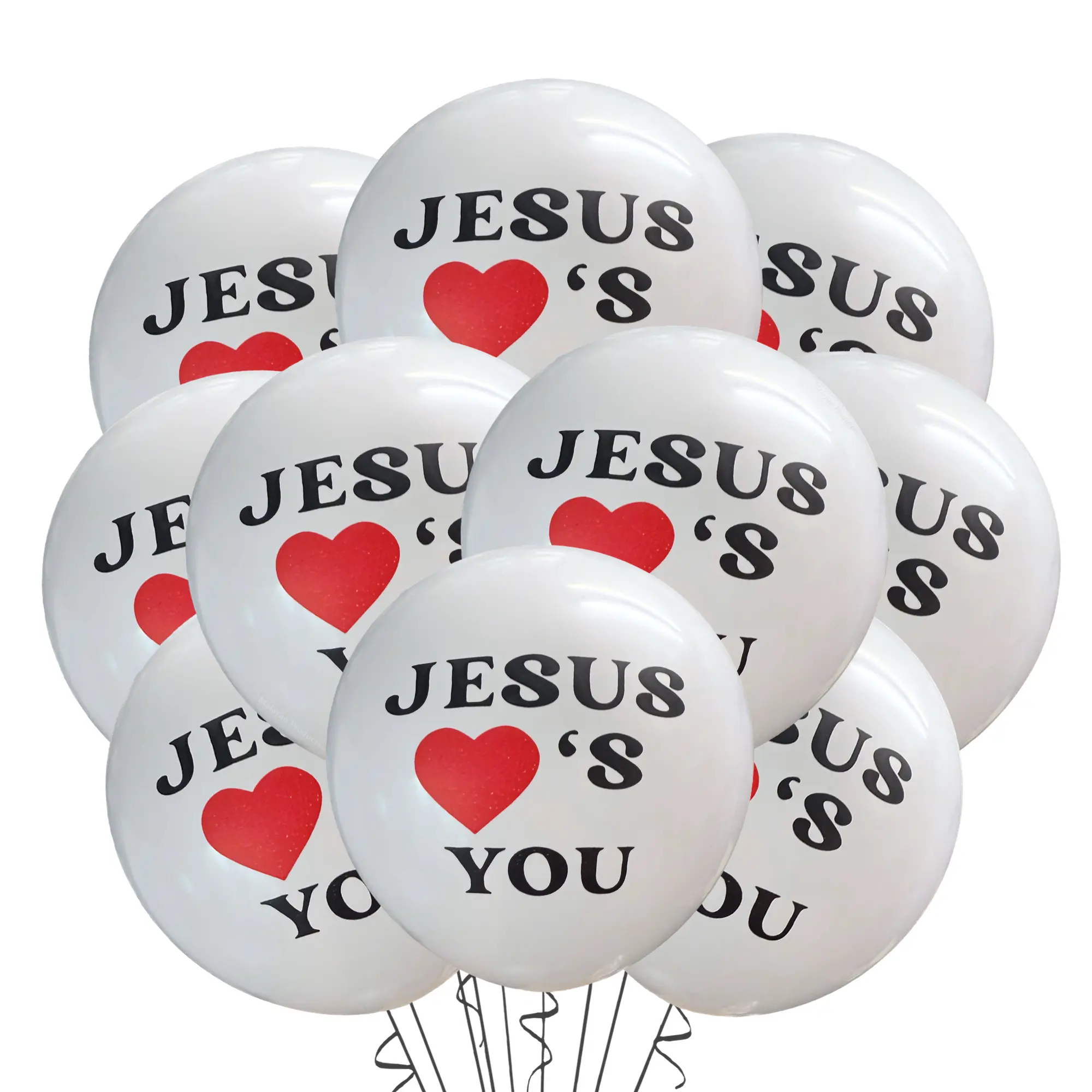 Malayan Products Jesus Loves You Balloons Latex 12ct, Christian Party Event Decorations, 12in Standard Size