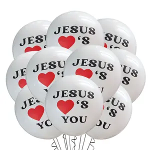 Malayan Products Jesus Loves You Balloons Latex 12ct, Christian Party Event Decorations, 12in Standard Size