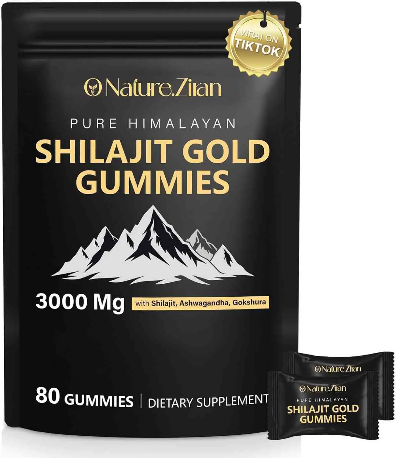 [NEW] O Nature.Ziran Himalayan Shilajit Gold Gummies - 3000mg Organic Blend, 85+ Minerals, Ashwagandha, Gokshura - 80 Pieces Stamina Mineral Supplements for Men Vitality Support - US Clean Dietary Fitness Edible Vitamin