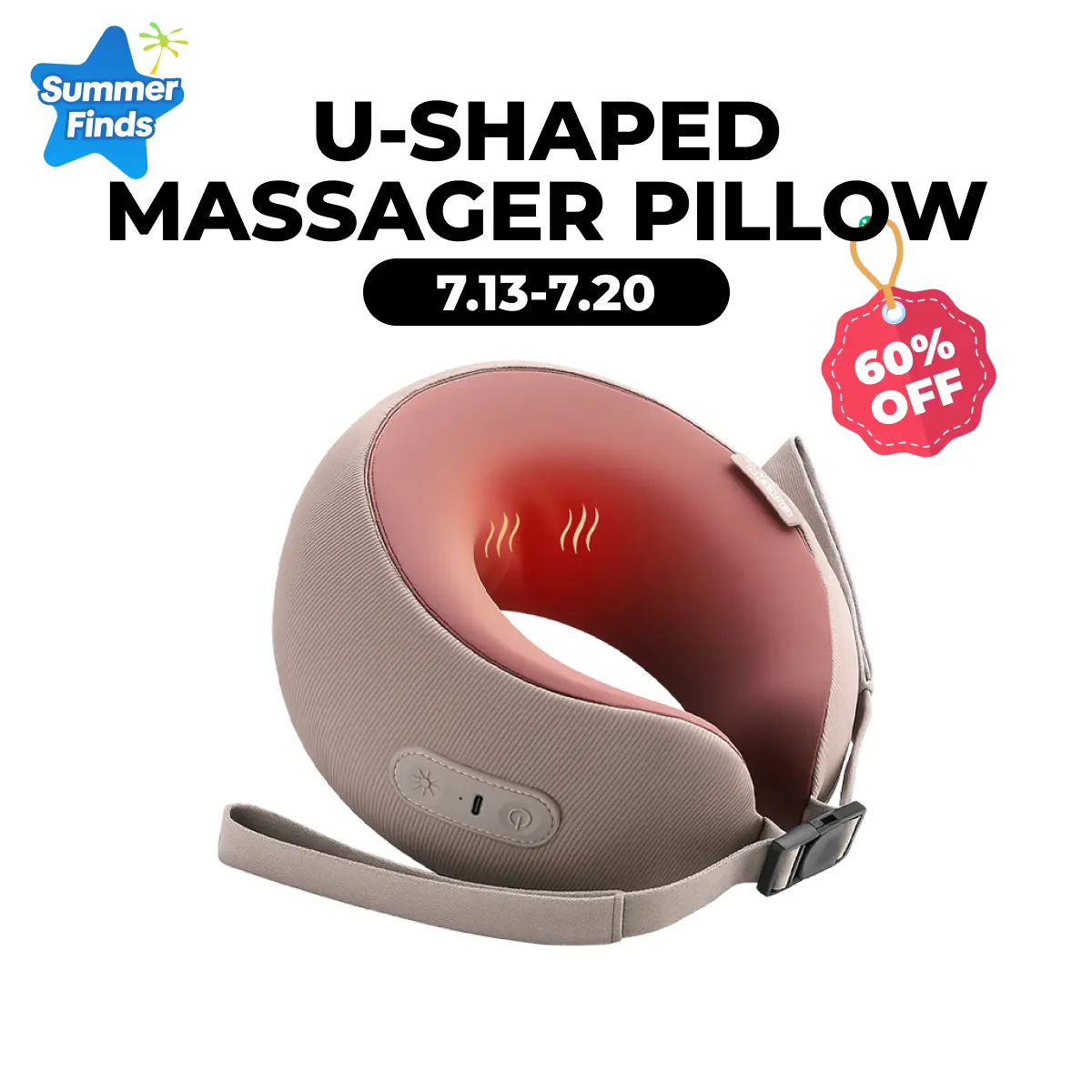 CINCOM U-Shaped Neck Massager Pillow(Mocha Coffee) for Cervical Support, with Soothing Heat & Kneading, 360° Memory Foam Support, Cordless, Rechargeable & Portable, Perfect Gift for Black Friday, Thanksgiving, Christmas, Birthdays & More