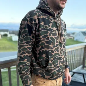 Duck Camo Hoodie - Casual Fleece Lined Heavyweight Cotton Poly Blend True to Size Men's Sweatshirt