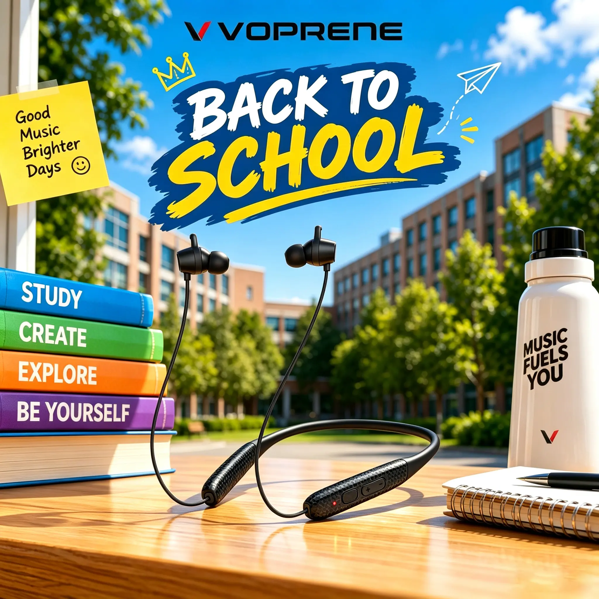 Voprene 2026 New Wireless Earbuds - Active Noise Cancellation Bluetooth Headphones, In-Ear Memory Foam, Liquid Silicone Neckband, 48H Playtime, Water Resistant, Earbuds Wireless for Fitness, Outdoor Runs & Commutes, PC & Mobile, Great For Outdoor Runs And