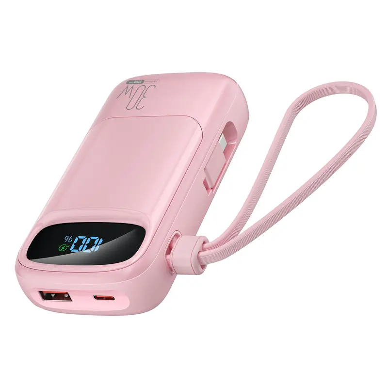 10000mAh Portable Charger, PD 30W Output & Input Power Bank Portable with Built-in USB-C Cable, QC3.0 Fast Charging Battery Pack for iPhone 16 Galaxy iPad AirPods, Wireless Power Bank, Smartphone Accessories, Travel Accessories, Electronics Accessories