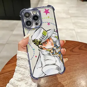 J-JoJo's Bizarre Adventure Anime Phone Case Compatible with iPhone 17 Air 16 15 14 13 12 11 Pro Max Plus & Samsung S25 S24 S23 S22 Plus Ultra, Shockproof Transparent Soft TPU Back Cover