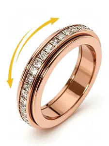 Unisex Stress Relief Ring, Titanium Steel Rotating Band with Zircon, Comfortable Wedding/promise Ring, Wedding Engagement Ring, Perfect Gift for Loved Ones