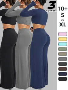 3-Pack Women's High-Waisted Tight Bell Bottom Yoga Pants, Sporty Fashionable Comfortable Daily Running Fitness Workout Long Pants, Yoga Training Pants