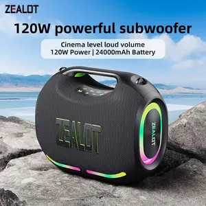 120W【ZEALOT】24000mAh/LIMITED/OFFERS Portable Speaker Bluetooth Speaker Party Speaker Waterproof IPX6 RGB Lights Power Bank TWS supports TWS pairing/USB/TF/AUX/BT smartphones. Ideal choice for family/car/Pool Party/BBQ/camping/gift giving