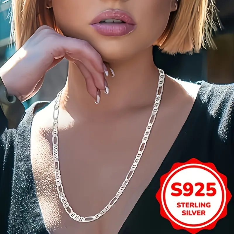 Figaro Chain Necklace in 925 Sterling Silver, Classic and Elegant Unisex Jewelry, Timeless Accessory for a Valentine's Day Gift, Valentines Day, Fashion Necklace, Necklace Pendant Jewelry