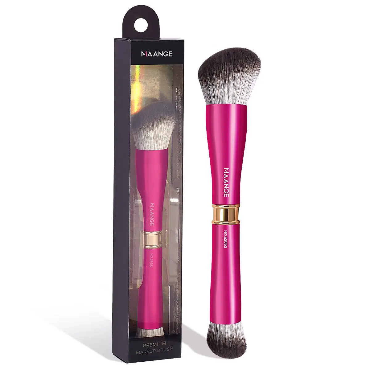 Double-ended Makeup Brush Tool with Box, Angled Foundation Brush & Angled Concealer Brush, Soft & Dense Fibers Makeup Brushes for Makeup Beginners, Dual Ended Brushes