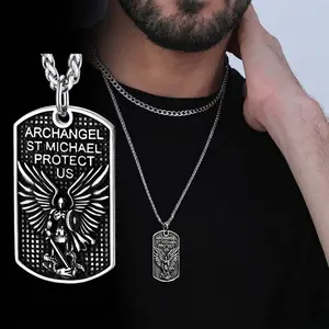 FaithHeart Saint Michael the Archangel Necklace Amulet Stainless Steel Father's day gift Summervibe Jewelry For Men