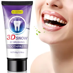 ROZINO Snow Whitening Toothpaste 60g Purple Tooth Powder Toothpaste Combination Coconut Oil Glycerin Gentle Formula Dense Foam Thorough Cleaning Reduces Odor Long Lasting Freshness Confidence from Inside Out Noticeable Results with Consistent Use