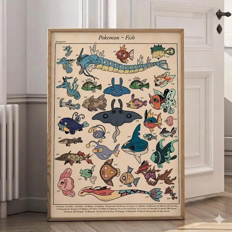 Poke Poke Poster,  Japanese Style Cartoon Anime, Unframed Wall Art, Home Decor