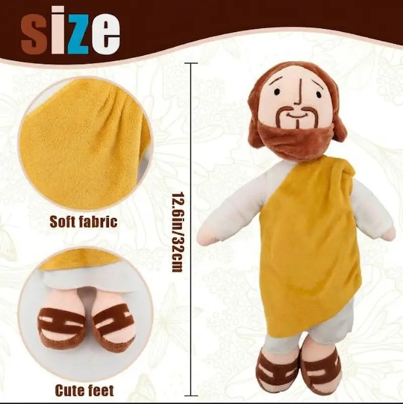 Jesus Plush Toy, Huggable Stuffed Pillow, Religious Plushie Gift, Baptism Doll Stuffers for Children, Durable Soft Fluffy 10-inch Jesus Stuffy Soft and cuddly stuffed toy for kids and adults, Savior Toy for Kids, My first addiction toys,