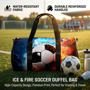 Portable Soccer Print Travel Duffel Bag Lightweight Outdoor Sports Crossbody Pack Foldable Design Large Capacity Storage For Gym Training Camping Hiking And Daily Travel Water Resistant Fabric Easy To Carry And Store Ideal For Athletes On The Go