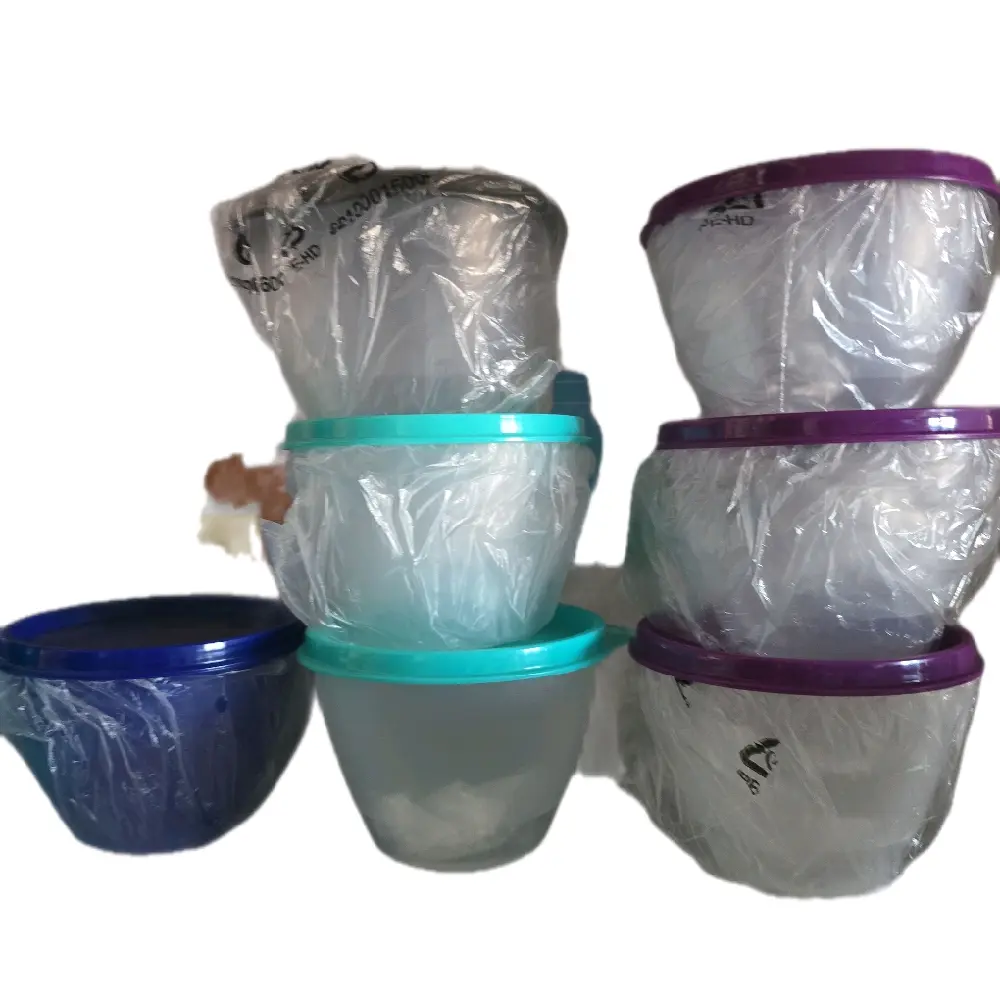 Tupperware Oval Bowls with Colorful Lids - Durable Reusable Tableware for Sauces Dressings Jalapenos Jello and Dry Goods One-Cup Size Clear Bowls with Fun Lids