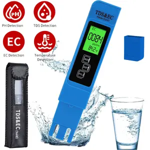 4 in 1 TDS Meter Digital Water Quality Tester Portable EC Meter & Temperature Meter 0-9999 ppm for Hydroponics Pool Aquarium and Water Hardness Test