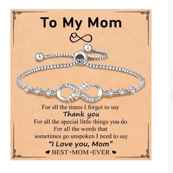 Virelyn S Infinity Love Heart Bracelets for Women Girls Birthday Christmas Valentine's Day Jewelry Gifts for Mom Daughter with Inspirational Message Card Christmas Gift