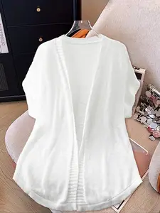 Women's New Solid Color Summer Spring Hollow Out Casual Vacation Knit Cardigan Womenswear Knitwear, Stylish and Comfortable, Perfect for Relaxing Days