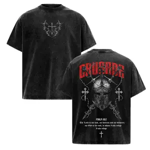 Psalm 18:2 Christian Warrior Vintage Washed Oversized T-Shirt, Heavy Cotton Faith Armor of God Graphic Tee, Crusader Cross Streetwear, Unisex Religious Shirt, Biblical Strength Apparel for Believers,funny graphic tee,  streetwear,boyfriend, good graphic
