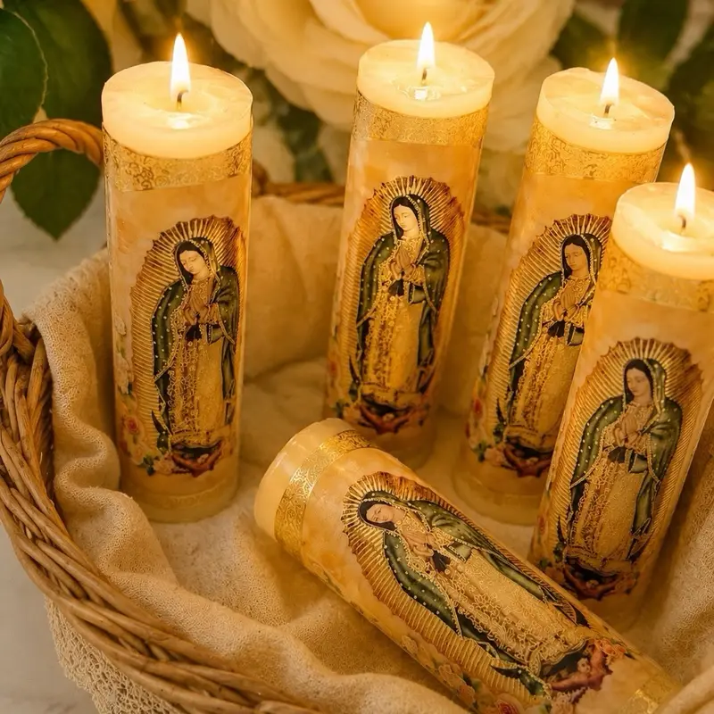 12pcs Ciros, Recuerdos para Bautizo y comunión, 5 x 2.5” inches ST  Jude Cirios Virgen de Guadalupe