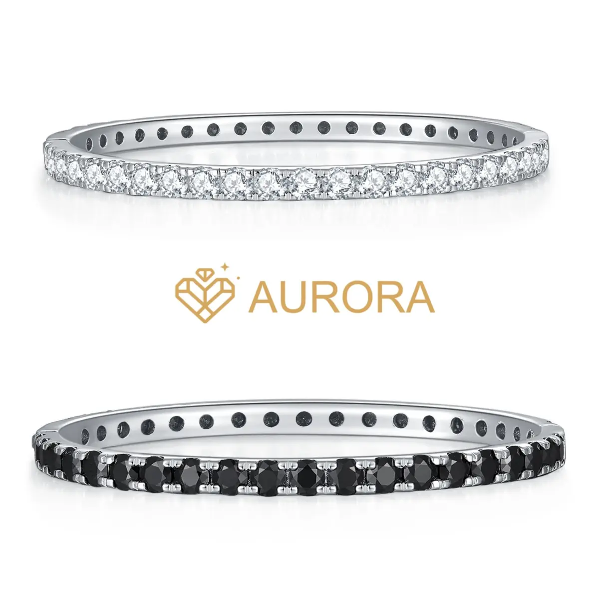 【#57 Galaxy Bangle】Moissanite S925 Sterling Silver Black White High Quality Women Gift Bracelet Synthetic Moissanite
