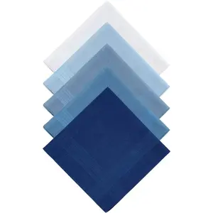 Pure  Handkerchiefs with Stiching Assorted Color, 5 Colors